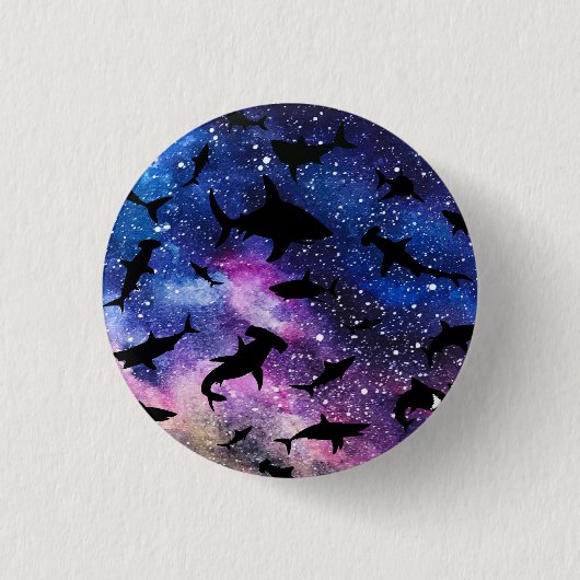 Moderner Hai-Kiefer unter der Meergalaxie Button (Vorderseite)