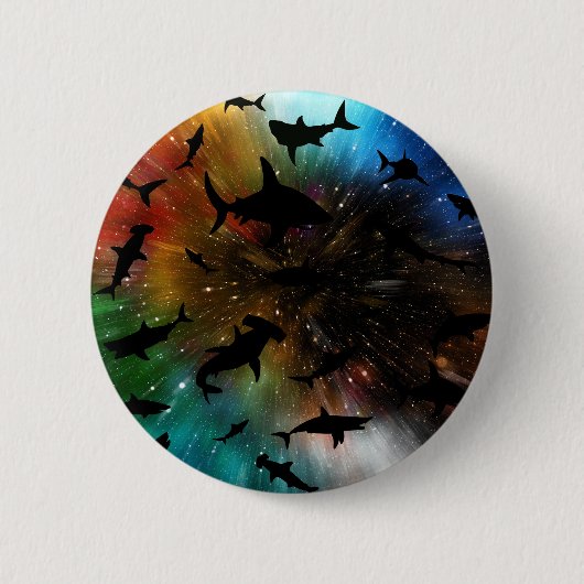Moderner Hai-Kiefer unter der Meergalaxie Button (Vorderseite)