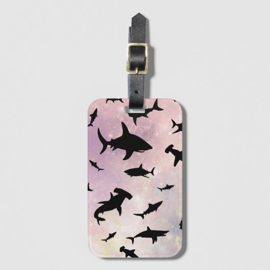 Moderner Hai-Kiefer unter der Meergalaxie Gepäckanhänger (Vorderseite Vertikal)