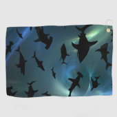 Moderner Hai-Kiefer unter der Meergalaxie Golfhandtuch (Horizontal)
