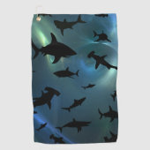Moderner Hai-Kiefer unter der Meergalaxie Golfhandtuch (Vorderseite)