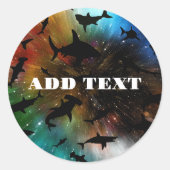 Moderner Hai-Kiefer unter der Meergalaxie Runder Aufkleber (Vorderseite)