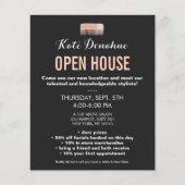 Moderner Hair Stylist Rose Gold Sequel Comb Salon Flyer (Vorne)