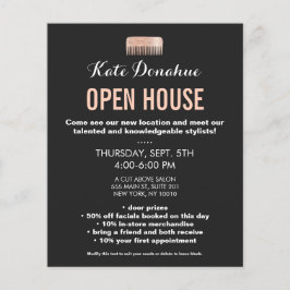 Moderner Hair Stylist Rose Gold Sequel Comb Salon Flyer
