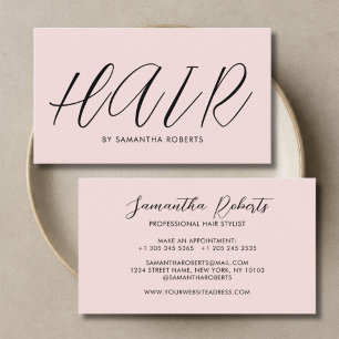 Moderner Hairstylist chic script blassrosa Visitenkarte