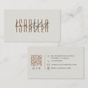 Moderner Hairstylist Faux-Leinen-Script Visitenkarte