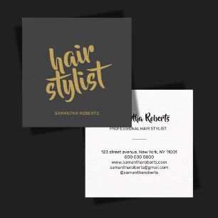Moderner Hairstylist minimal Schrift grau gold Quadratische Visitenkarte