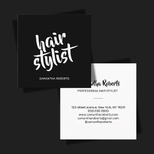 Moderner Hairstylist minimale Schrift schwarz und Quadratische Visitenkarte