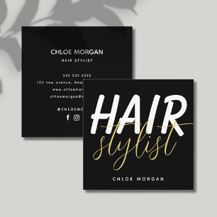 Moderner Hairstylist Schriftzug schwarz Quadratische Visitenkarte