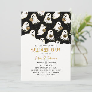 Moderner Halloween-Kürbis und -Geist Einladung