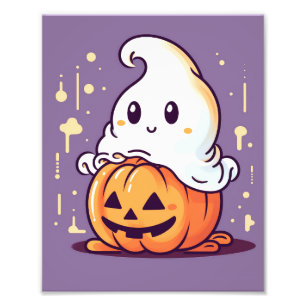 Moderner Halloween Süßer Geist Fotodruck