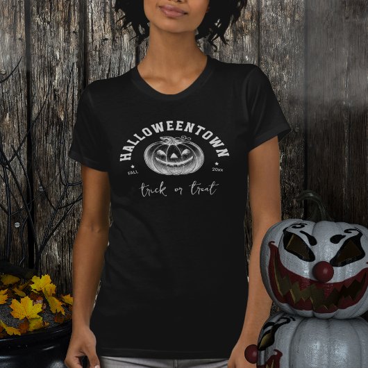 Moderner Halloween Trick oder Treat Pumpkin Black T-Shirt