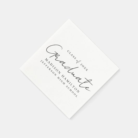 Moderner handgeschriebener Black Script-Abschluss Serviette (Ecke)