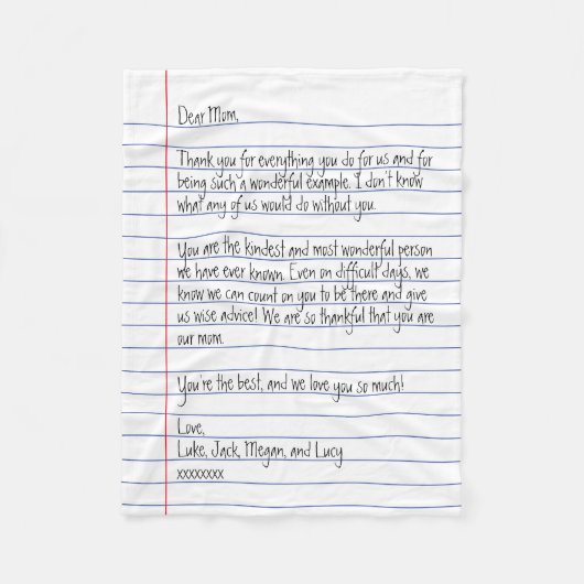 Moderner handgeschriebener Brief auf Papier für Ma Fleecedecke (Vorderseite)