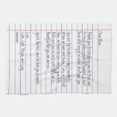 Moderner handgeschriebener Brief über das Linedpap Geschirrtuch (Horizontal)