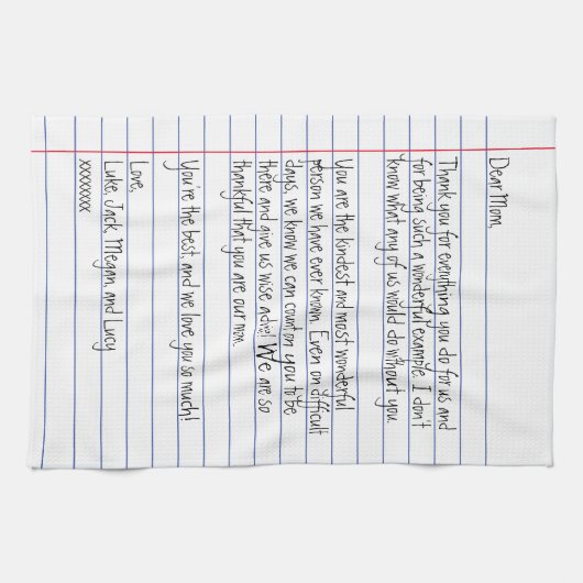 Moderner handgeschriebener Brief über das Linedpap Geschirrtuch (Horizontal)