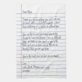 Moderner handgeschriebener Brief über das Linedpap Geschirrtuch (Vertikal)