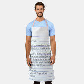 Moderner handgeschriebener Brief über das Linedpap Schürze (Getragen)