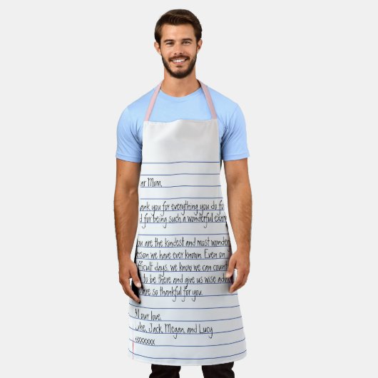 Moderner handgeschriebener Brief über das Linedpap Schürze (Getragen)