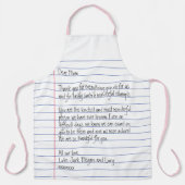 Moderner handgeschriebener Brief über das Linedpap Schürze (Vorderseite)