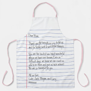 Moderner handgeschriebener Brief über das Linedpap Schürze