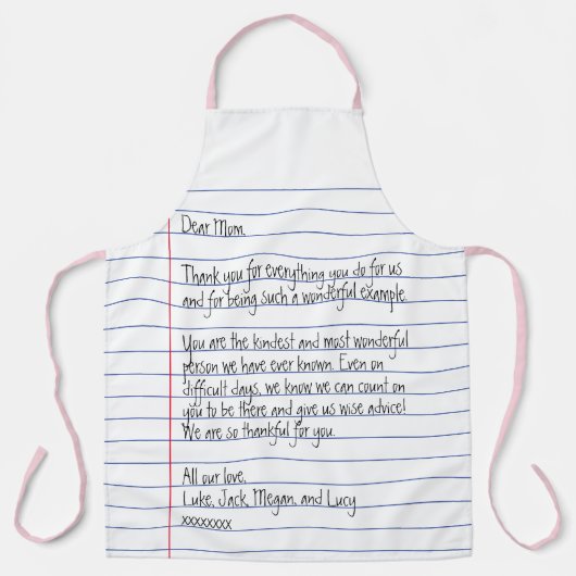 Moderner handgeschriebener Brief über das Linedpap Schürze (Vorderseite)