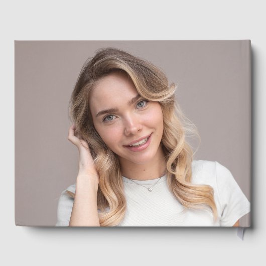 Moderner handgeschriebener Gold Script Foto Abschl Gästebuch (Rückseite)