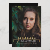 Moderner handgeschriebener Luxus-Gold-Foto-Abschlu Ankündigung (Vorne/Hinten)