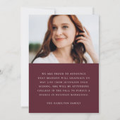 Moderner handgeschriebener Maroon Script Foto Absc Ankündigung (Rückseite)