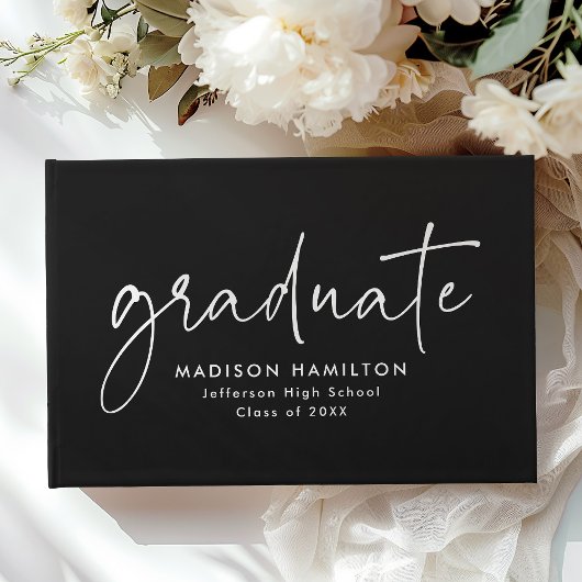 Moderner handgeschriebener Script Black Foto Absch Gästebuch