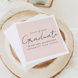 Moderner handgeschriebener Script Blush-Abschluss Serviette