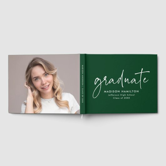 Moderner handgeschriebener Script Green Foto Absch Gästebuch (Voll)