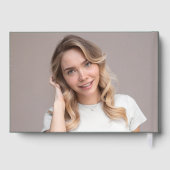 Moderner handgeschriebener Script Green Foto Absch Gästebuch (Rückseite)