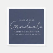 Moderner handgeschriebener Script-Navy-Abschluss Serviette (Vorderseite)