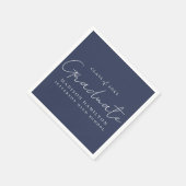 Moderner handgeschriebener Script-Navy-Abschluss Serviette (Ecke)