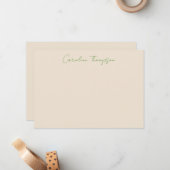 Moderner handgeschriebener Skriptgrüner Personalis Mitteilungskarte (Vorderseite/Rückseite Beispiel)