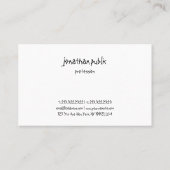 Moderner, handgeschriebener Text Beruflich Visitenkarte (Rückseite)