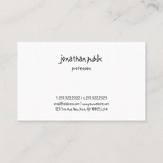 Moderner, handgeschriebener Text Beruflich Visitenkarte (Rückseite)