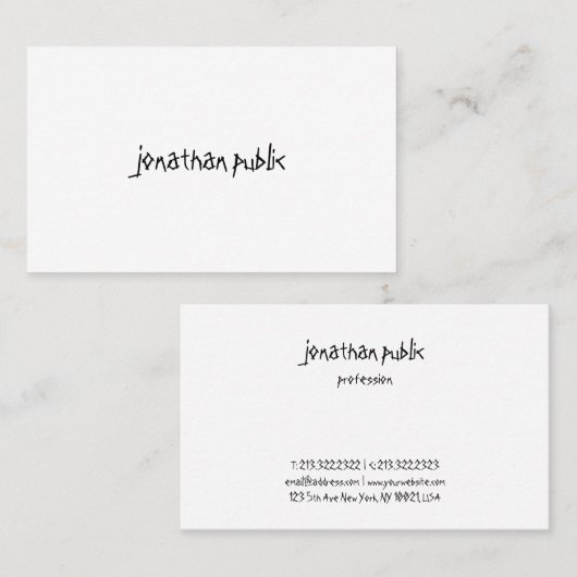 Moderner, handgeschriebener Text Beruflich Visitenkarte (Vorne/Hinten)