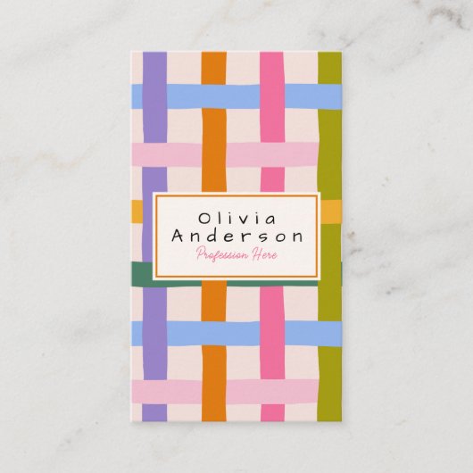 Moderner handgezeichneter farbiger QR-Code Visitenkarte (Vorderseite)