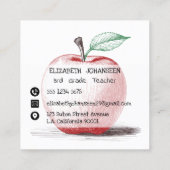 Moderner, handgezeichneter Red Apple Teacher Priva Quadratische Visitenkarte (Rückseite)