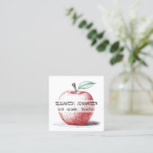 Moderner, handgezeichneter Red Apple Teacher Priva Quadratische Visitenkarte (Stehend Vorderseite)