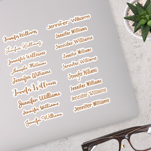 Moderner Handschrift-Name (18 Stile) - Bronze Aufkleber