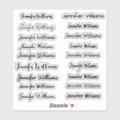 Moderner Handschrift-Name (18 Stile) - Schwarz Aufkleber (Blatt)