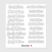 Moderner Handschriftname (18 Stile) - Silber Aufkleber (Blatt)