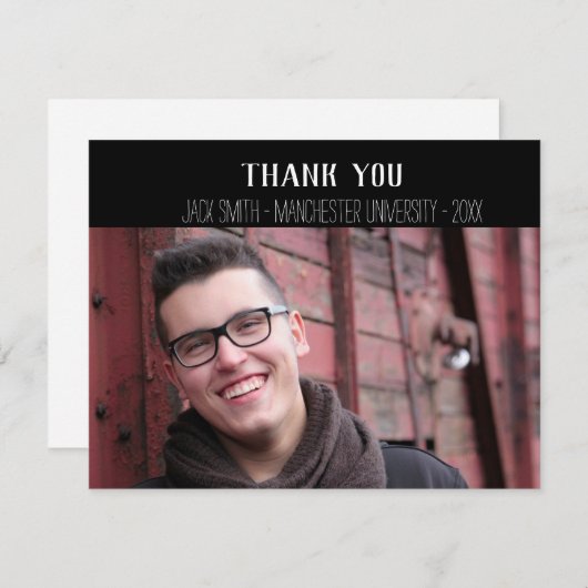 Moderner Handwriting-Abschluss Dankeschön Karte (Vorne/Hinten)