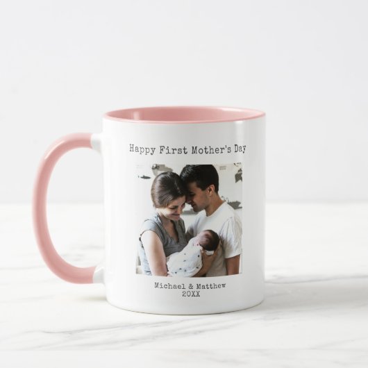 Moderner Happy First Mothers Day Schreibmaschine K Tasse (Links)