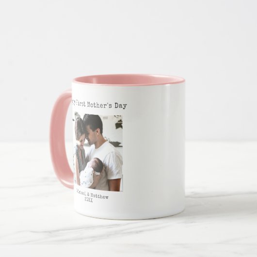 Moderner Happy First Mothers Day Schreibmaschine K Tasse (Vorderseite Links)