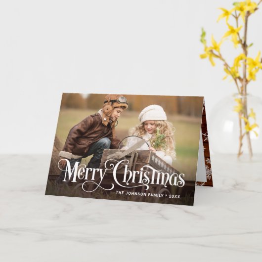 Moderner Happy Holidays 2 FOTO Weihnachten Karte (Gelbe Blume)