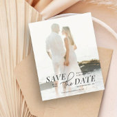 Moderner Haushalt Save the Date Text über Foto